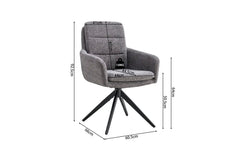 Chaises Pivotantes de Salle à Manger LISAYA avec Accoudoirs - 92,5 x 60,5 cm