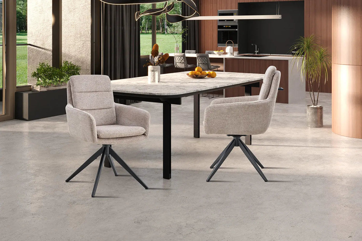 Chaises Pivotantes de Salle à Manger LISAYA avec Accoudoirs - 92,5 x 60,5 cm