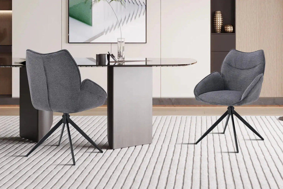 Chaises Pivotantes de Salle à Manger MAHY avec Accoudoirs - 90 x 60 cm