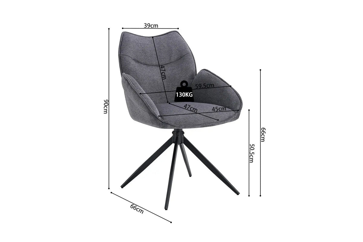 Chaises Pivotantes de Salle à Manger MAHY avec Accoudoirs - 90 x 60 cm