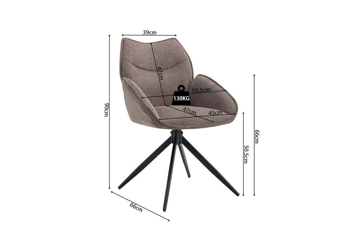 Chaises Pivotantes de Salle à Manger MAHY avec Accoudoirs - 90 x 60 cm