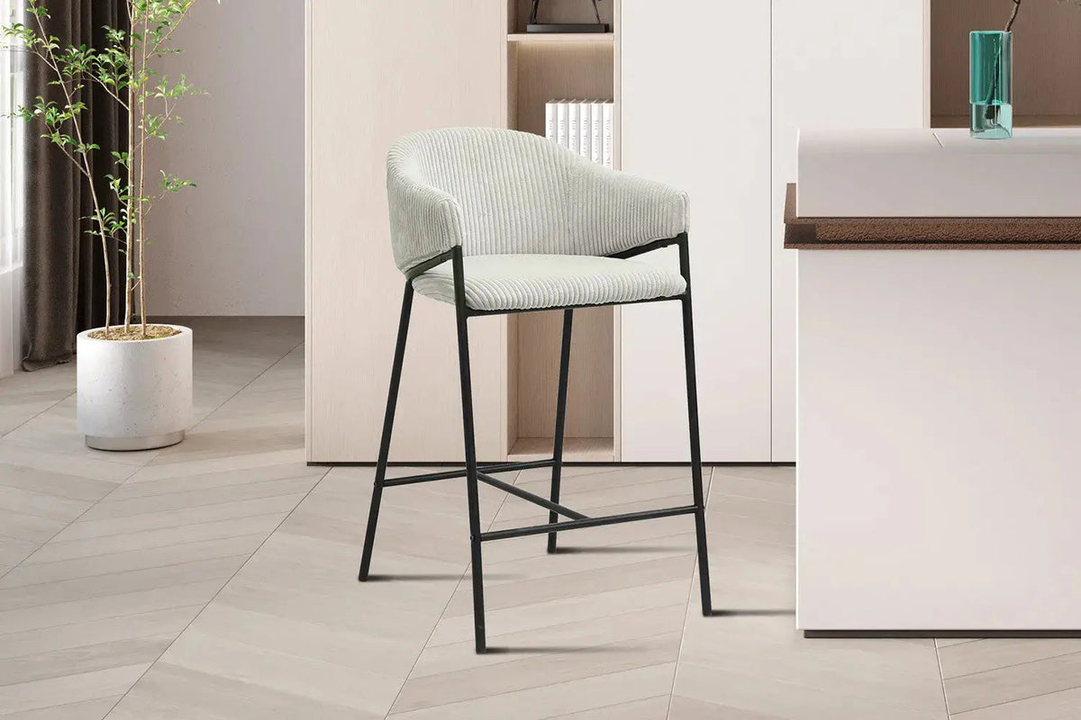 Chaises de Bar HINAYA en Velours Côtelé - 54 x 59 cm