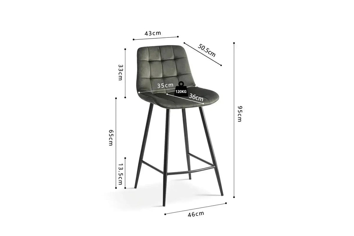 Chaises de Bar JULIA Velours - 46 x 36 cm