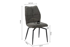 Chaises de Salle à Manger Pivotante LYARA en Tissu - 45,5 x 60 cm