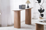 Console AVORA avec Plateau en Pierre Brillante Beige - 120 x 40 cm