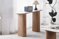 Console AVORA avec Plateau en Pierre Brillante Beige - 120 x 40 cm