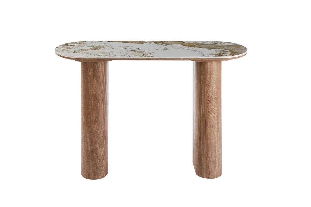 Console AVORA avec Plateau en Pierre Brillante Beige - 120 x 40 cm