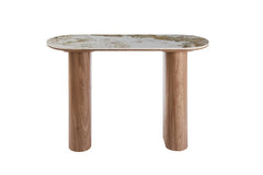 Console AVORA avec Plateau en Pierre Brillante Beige - 120 x 40 cm