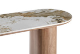 Console AVORA avec Plateau en Pierre Brillante Beige - 120 x 40 cm