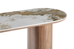 Console AVORA avec Plateau en Pierre Brillante Beige - 120 x 40 cm