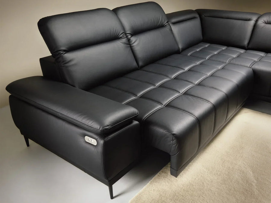 FOCUS L – Canapé d'angle électrique en cuir