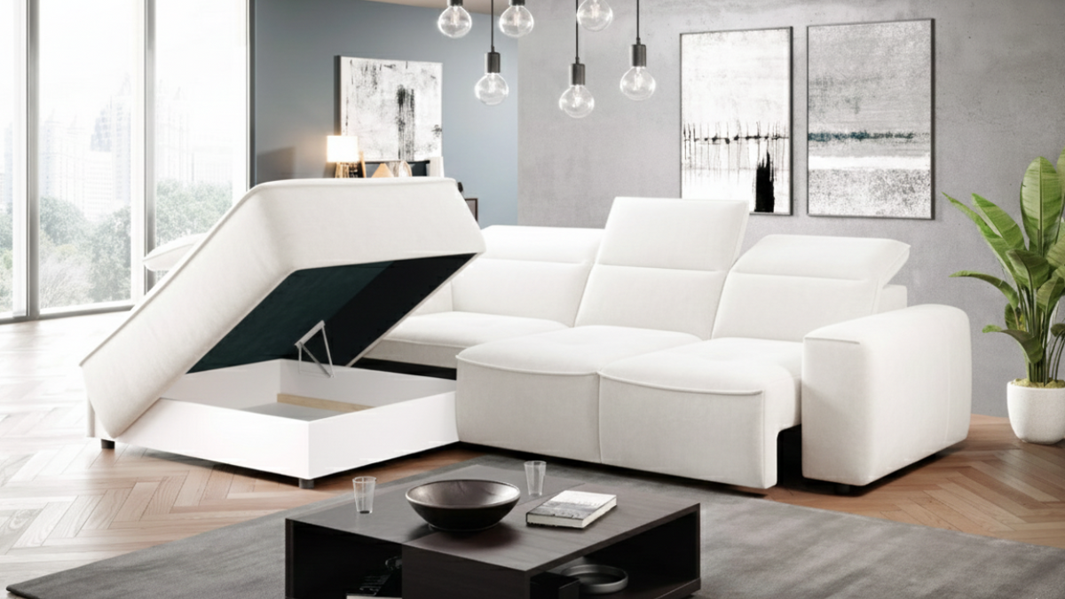 COLTON L  - Assise électrique coulissante + coffre de rangement - 296 x 227cm
