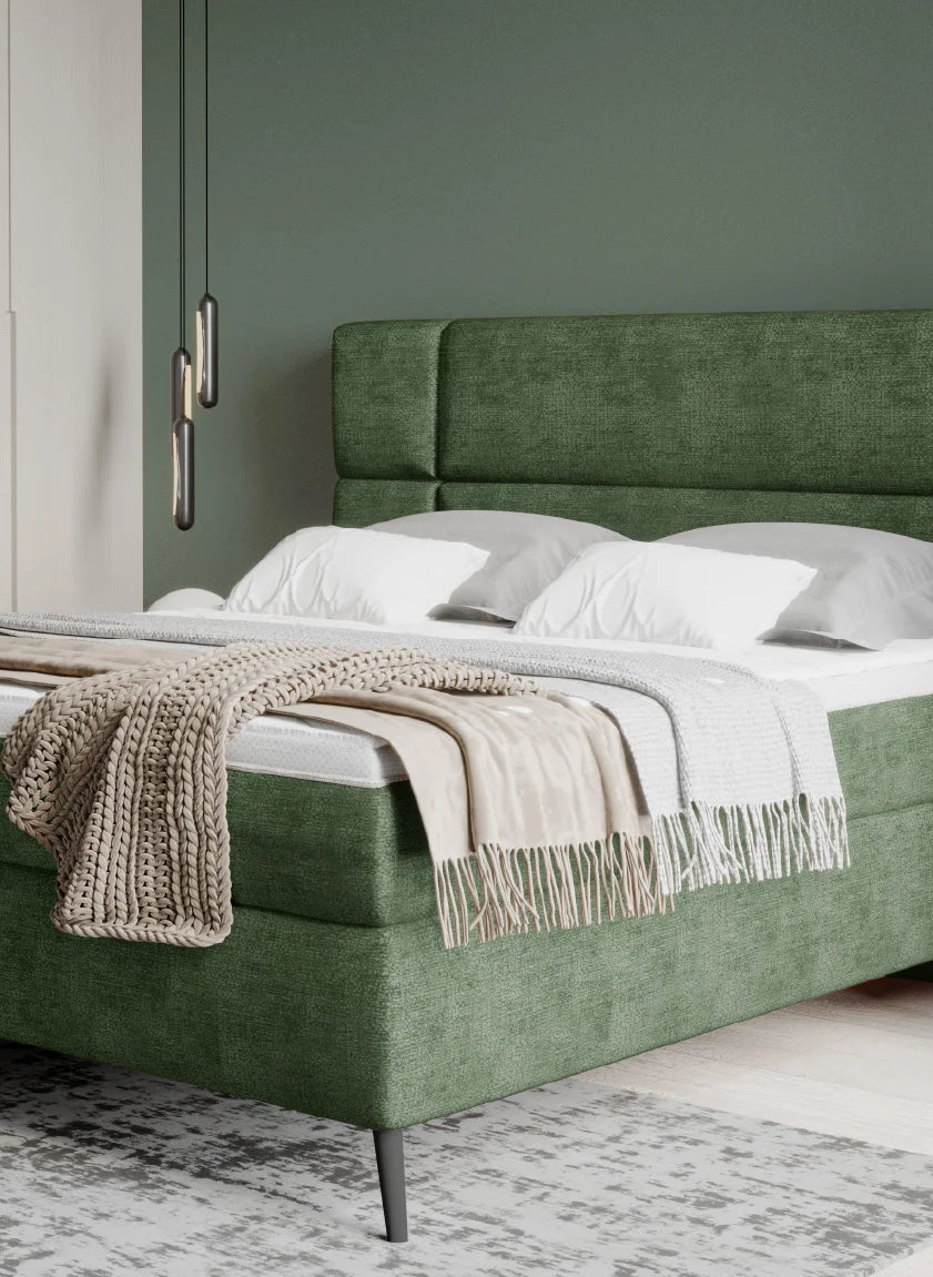 LUCIO – Lit Coffre Box Spring avec Matelas Bonnell