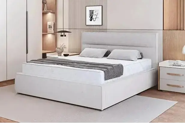 MAELYS – Lit coffre avec tête de lit capitonnée – 140, 160 ou 180 x 200 cm