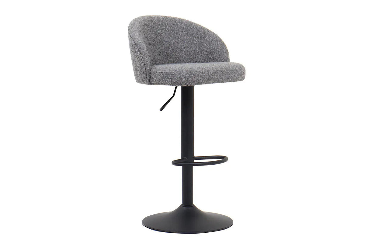 Tabourets de Bar AYDA en Tissu Bouclé Gris Clair - 49 x 46 cm