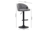 Tabourets de Bar AYDA en Tissu Bouclé Gris Clair - 49 x 46 cm