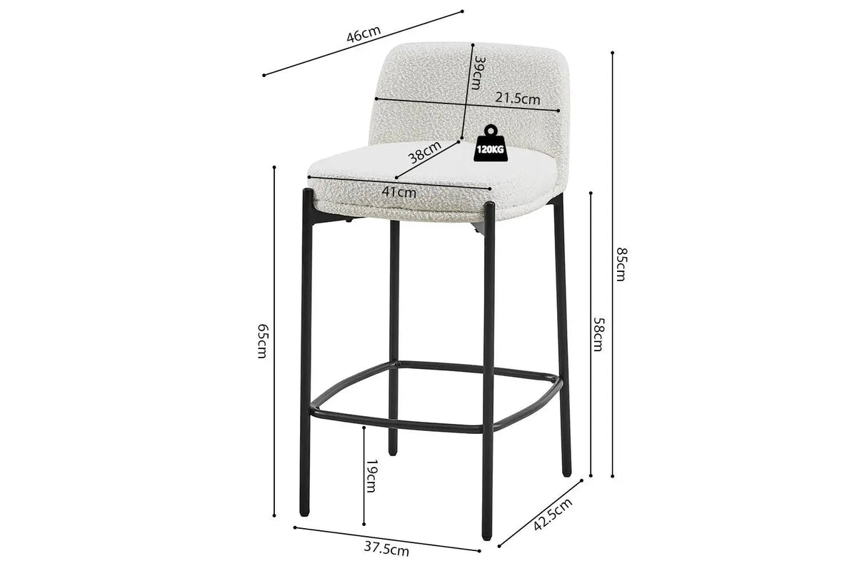 Chaises de Bar ELLYA Blanc - 37.5 x 46 cm
