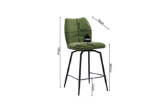 Chaises de Salle à Manger Pivotante LYARA en Tissu - 45,5 x 60 cm