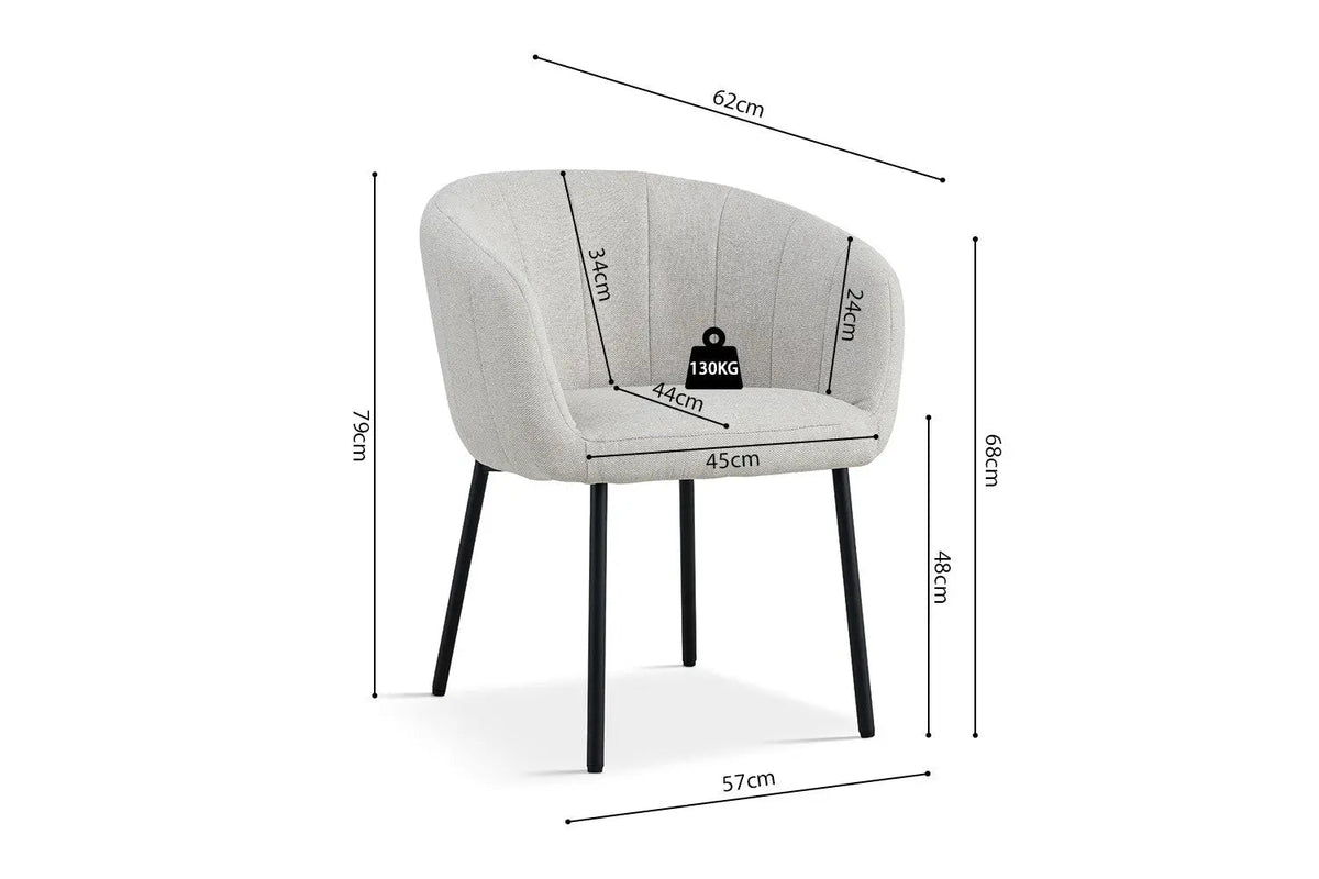 Chaises de Salle à Manger SAVINA avec Accoudoirs - 57 x 62 cm