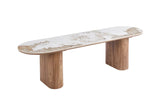 Meuble TV AVORA avec Plateau en Pierre Brillante Beige - 160 x 45 cm