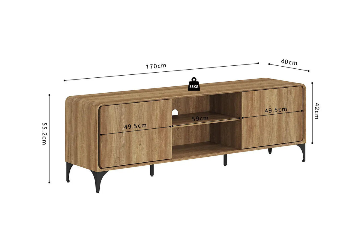 Meuble TV FLORANCYA Décor Chêne Naturel - 170 x 40 cm
