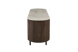 Meuble TV VEKO Décor Chêne et Plateau Pierre Frittée - 160 x 45 cm