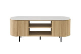 Meuble TV VEKO Décor Chêne et Plateau Pierre Frittée - 160 x 45 cm