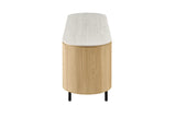 Meuble TV VEKO Décor Chêne et Plateau Pierre Frittée - 160 x 45 cm