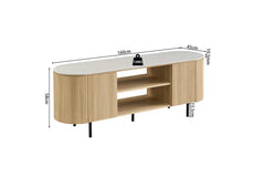 Meuble TV VEKO Décor Chêne et Plateau Pierre Frittée - 160 x 45 cm