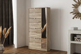 Meuble à Chaussures, 4 tiroirs et 1 porte miroir MARCELO Finition Chêne Sonoma - 159 x 85 cm