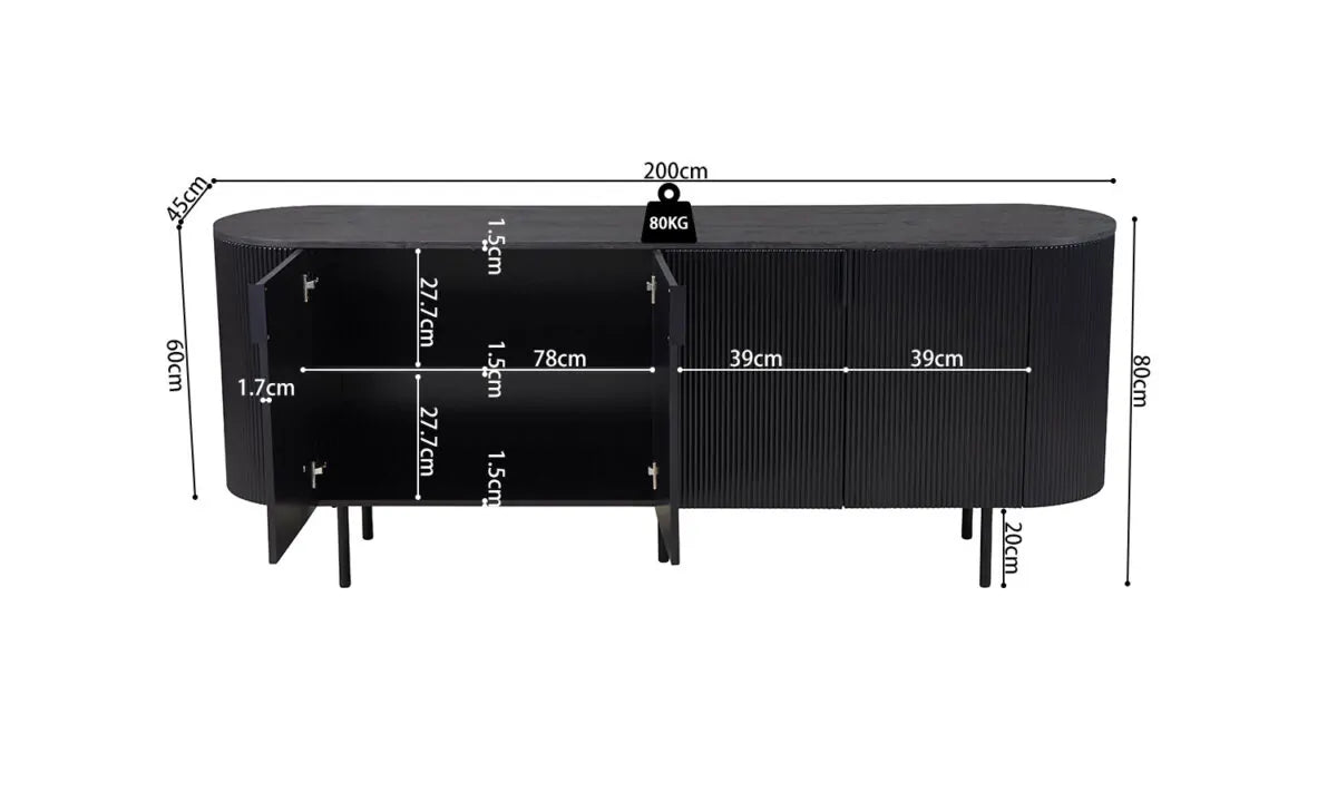 LAGOS – Bahut de salon effet brun foncé – 200 cm