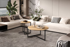 POLA – Set de 2 Tables Basses Effet Chêne Vieilli