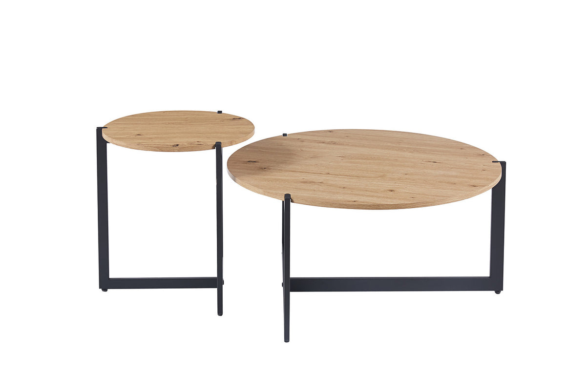 POLA – Set de 2 Tables Basses Effet Chêne Vieilli