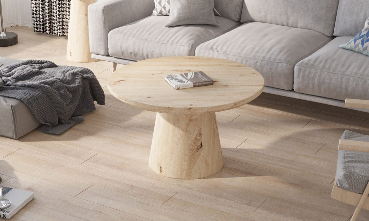 LUKAS – Table Basse Effet Chêne Vieilli – 80cm