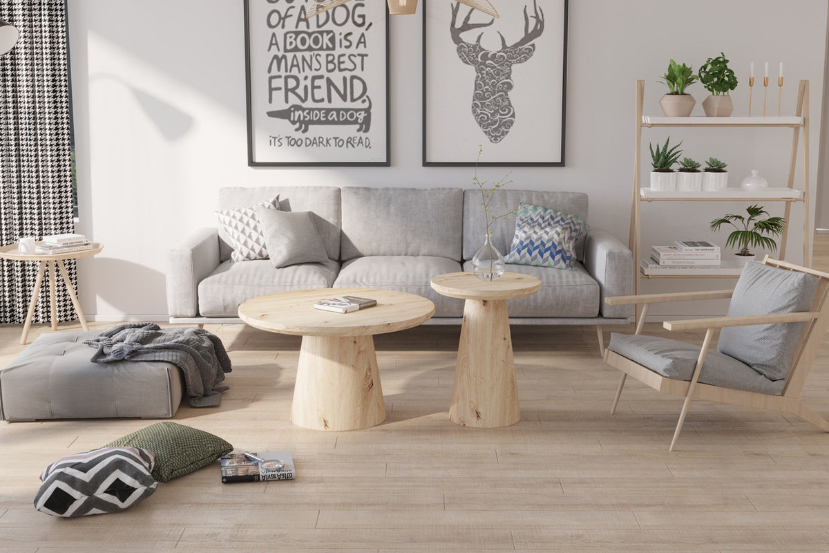 LUKAS – Table Basse Effet Chêne Vieilli – 45 cm
