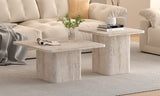 BOBBY – Set de 2 Tables Basses Effet Travertin Beige