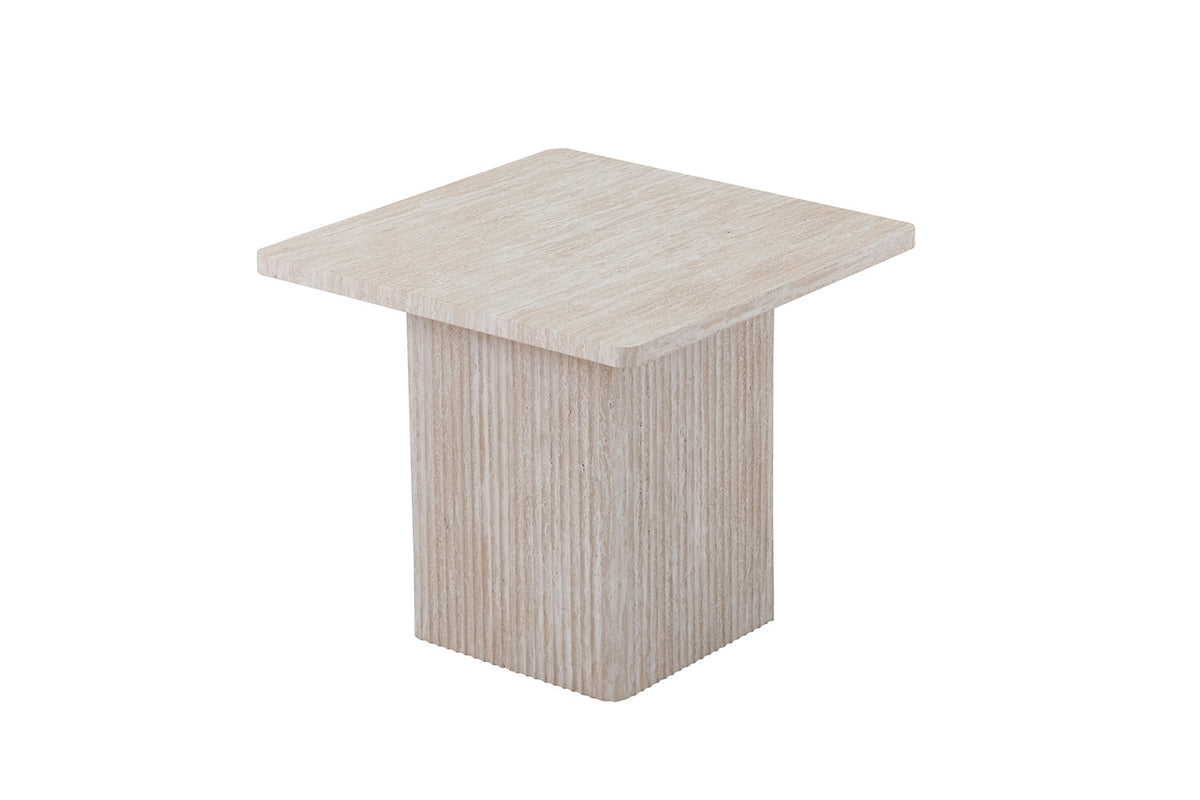 BOBBY – Set de 2 Tables Basses Effet Travertin Beige