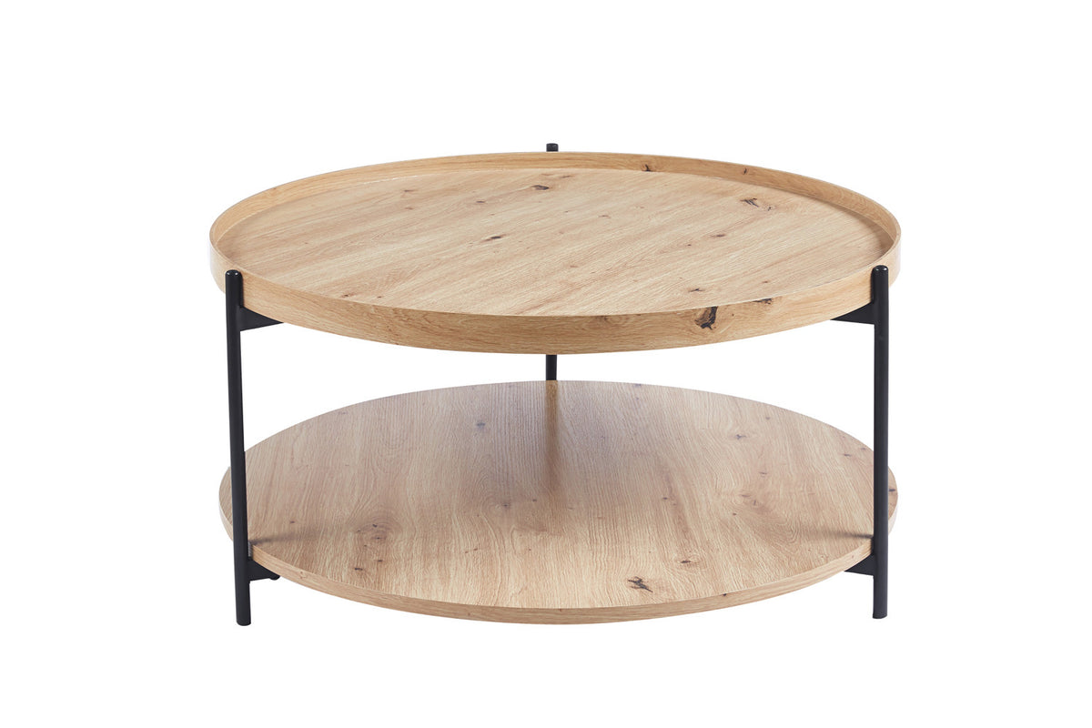 DALINA – Table Basse Effet Chêne Vieilli – 80 cm