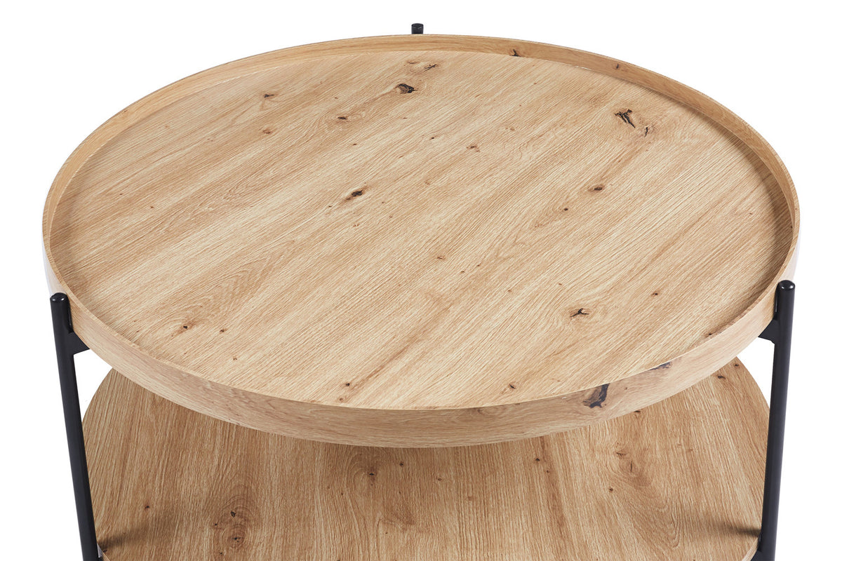DALINA – Table Basse Effet Chêne Vieilli – 80 cm