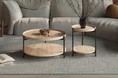 DALINA – Table Basse Effet Chêne Vieilli – 45 cm