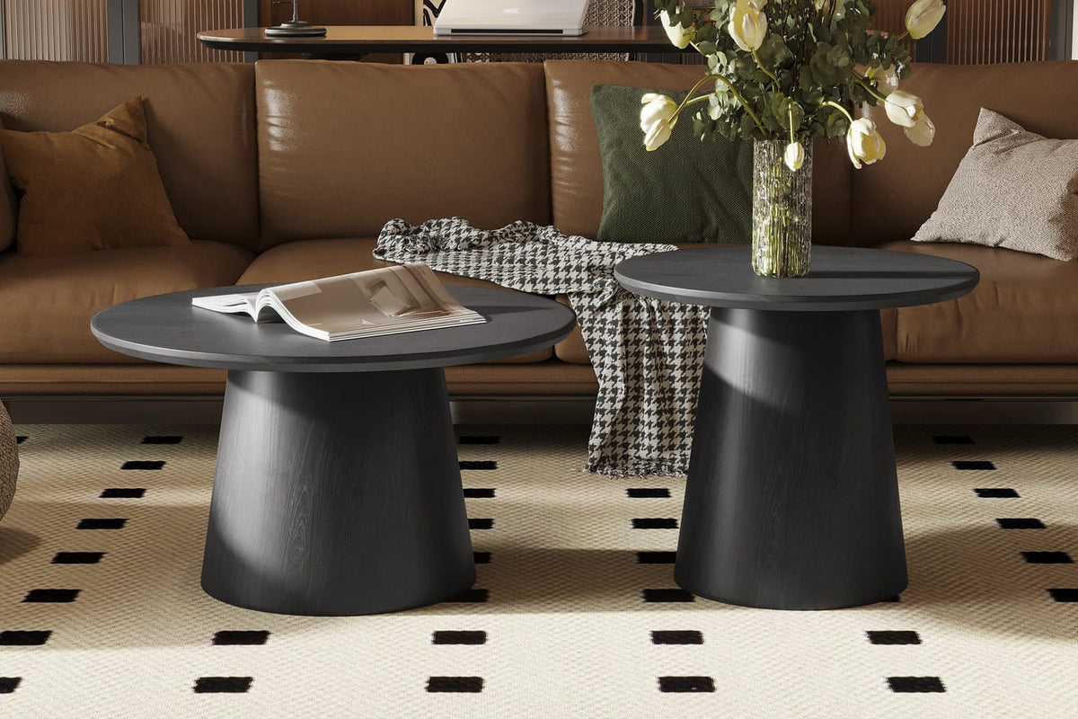 MIKLOS – Table Basse Ronde Décor Brun foncé – 80 cm