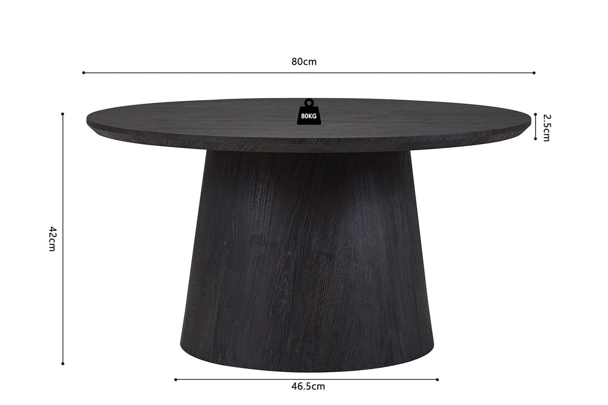 MIKLOS – Table Basse Ronde Décor Brun foncé – 80 cm