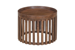 NOAH – Set de 2 Tables Basses Ronde en Bois de manguier Brun Clair