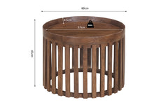 NOAH – Set de 2 Tables Basses Ronde en Bois de manguier Brun Clair