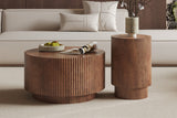 VICTOR – Table Basse Ronde en Bois de Manguier Brun Clair – 70 cm