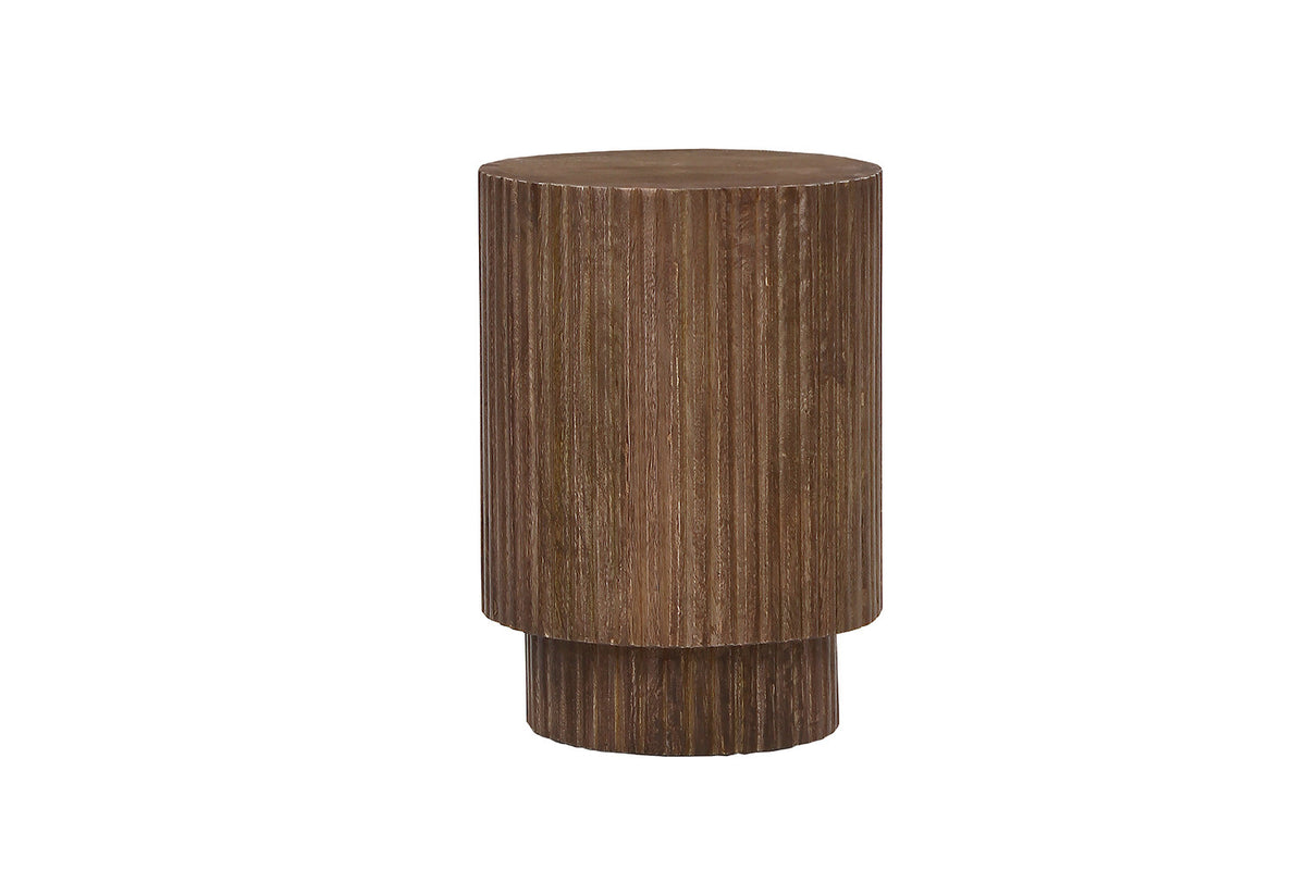 VICTOR – Table d'appoint Ronde en Bois de Manguier Brun Clair – 35cm