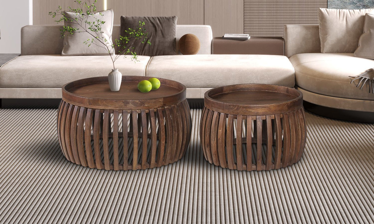 CORRY – Set de 2 Tables basses en Bois de manguier Brun clair