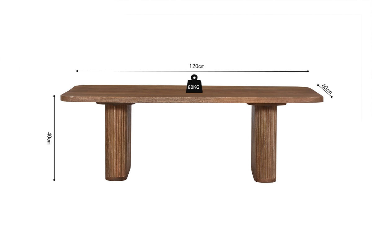 JEAN – Table basse en Bois de Manguier Brun Clair – 120 x 60 cm