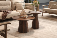 JULES – Table Basse Ronde en Bois de Manguier Brun clair – 45 x 50 cm