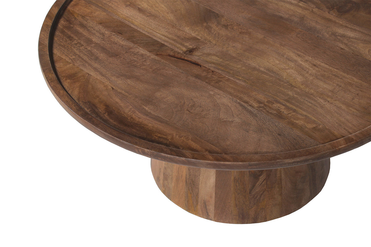 JULES – Table Basse Ronde en Bois de Manguier Brun clair – 80 x 36 cm